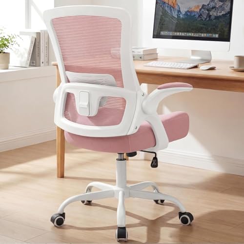NEO CHAIR Office Desk Mesh Chair with Adjustable Ergonomic Lumbar, Pink