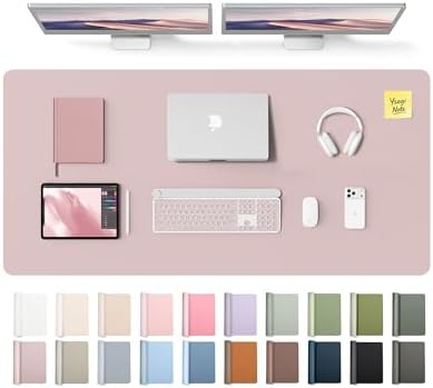 YSAGi Leather Desk Pad Protector, Office Desk Mat, Large Mouse Pad, Non-Slip PU Leather Desk Blotter, Laptop Desk Pad, Waterproof Desk Writing Pad for Office and Home (Grayish Lavender,55" x 24")