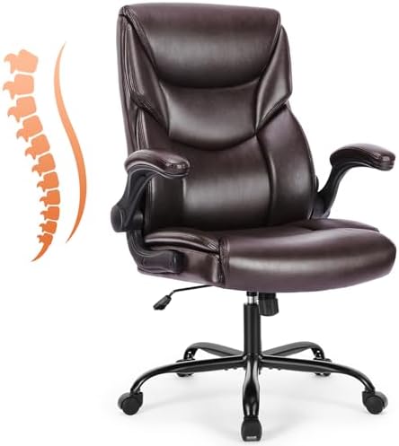 Sweetcrispy Computer Desk Chair, Lumbar Support Video Game Chair PU Leather