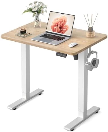 FEZIBO Standing Desk 32 × 19 Inch Electric Height Adjustable, Maple