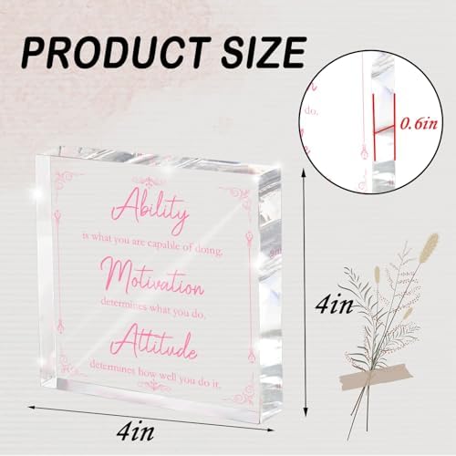 Pink Motivational Acrylic Desktop Sign, 4x4 Inch, Motivational Desktop Decor for Office and Home, Decor with Positive Messages, Unique Gift for Women, Girls or Coworkers