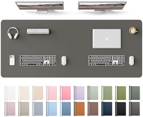 YSAGi Leather Desk Protector, Office Mat, Large Mouse Mat, Non-Slip PU Leather Blotter, Laptop Desk Mat, Waterproof Writing Pad for Office and Home(Dark Grey, 63" x 24")