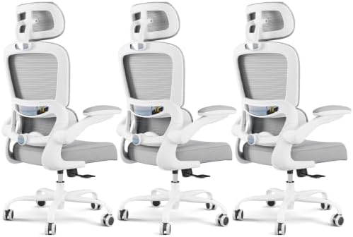 TRALT Office Chair Ergonomic Desk Chair - Gaming Chair with Lumbar Support (3, White)