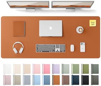 YSAGi Leather Desk Pad Protector, Office Desk Mat, Large Mouse Pad, Non-Slip PU Leather Desk Blotter, Laptop Desk Pad, Waterproof Desk Writing Pad for Office and Home (Brown,55" x 17.2")