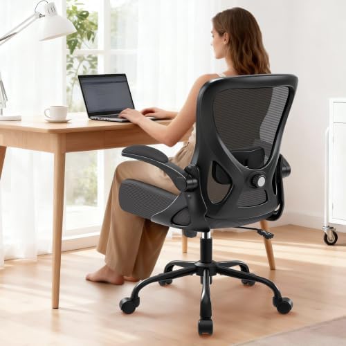 AreShark Office Chair - Ergonomic Breathable Mesh Desk Chair with Adjustable Lumbar Support and Flip-up Armrests - Executive High Back Rolling Swivel Comfortable Computer Gaming Chair for Home Office