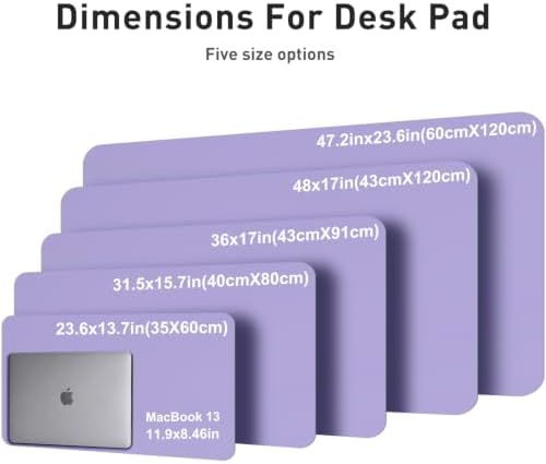 Aothia Faux Leather Desk Mat (Light Purple, 48" x 17")
