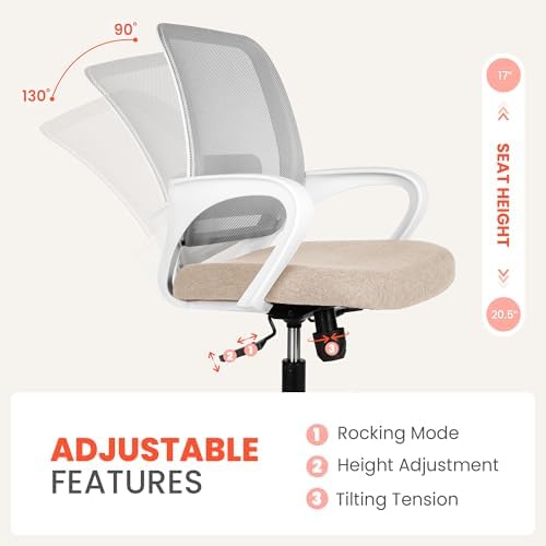 NEO CHAIR Home Office Desk Chair Ergonomic Mesh with Lumbar Support, Beige
