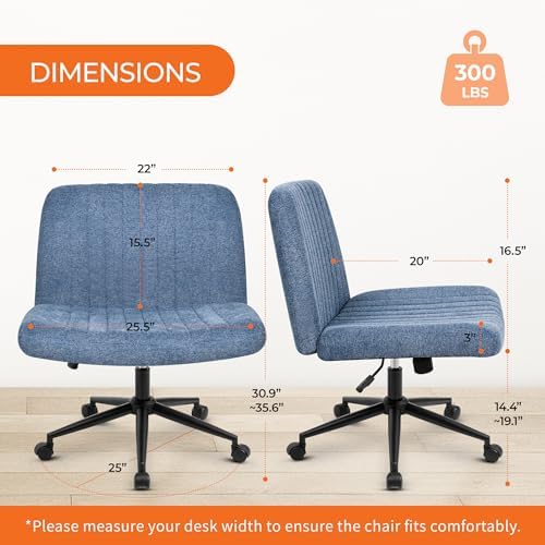 Orange Factory Criss Cross Chair, Wide Wheel Vanity Seat, Blue Dual Base