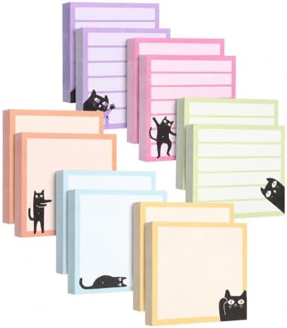 Mr. Pen- Black Cat Sticky Notes Set Bulk, 3" x 3", 12 Pads, 900 Sheets