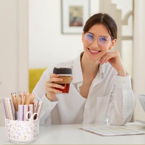 SKYDUE Rotating Pencil Pen Holder for Desk, Pencil Cup with 5 Slots