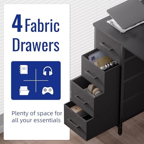 Pamray 32 Inch Computer Desk with 4 Drawers Small Office Desk for Home Bedroom Study Writing Simple Modern Computer Table Black