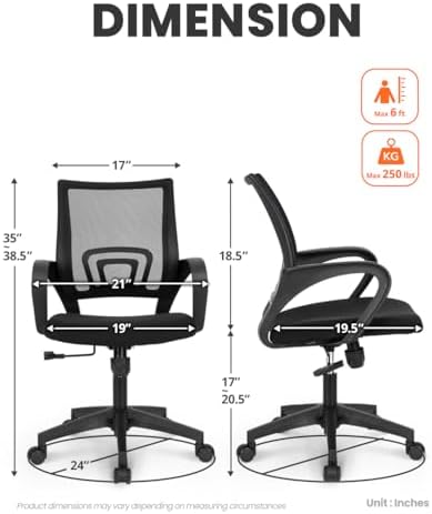 NEO CHAIR Office Computer Chair Ergonomic Mid-Back Desk Chair, Mesh Black