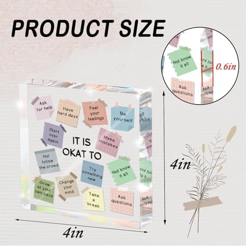 Note to Self Motivational Decor, "It's Okay..." Inspirational Desk Accessories, Mental Health Print Decorations for School Counseling Office Therapy Desktop Art Decoration School Counselor