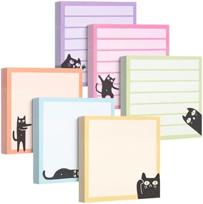 Mr. Pen- Black Cat Sticky Notes Set, 3" x 3", 6 Pads, 480 Sheets | Black Cat Sticky Notes, Memo Pads, Self-Stick Note Pad for Office, School, Home, Study & Organization