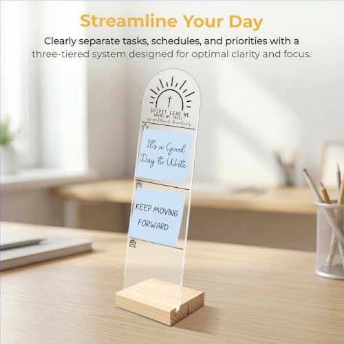 Monitor Memo Board, Sticky Note Holder, Message Board, Acrylic Desk Organizer with Wooden Base with 100Pcs 3X3 Inch Notes Spirit Lead Me Where My Trust is Without Borders
