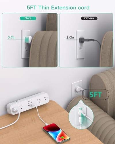 Mifaso PD40W USB C Desk Clamp Power Strip, 1080J Surge Protector