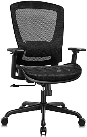 ELABEST Ergonomic Mesh Office Chair,Comfy Computer Desk Chair - BIFMA 5.1 Certified Commercial Swivel Task Chair for Home Office - Adjustable Lumbar Support & Armrests,Tilt Function,Wide Seat (Black)