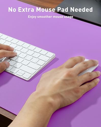Aothia Faux Leather Desk Mat - Large Mouse Pad, Non-Slip PU Leather Blotter, Waterproof Writing Surface for Office and Home (Iris Violet, 42" x 17")