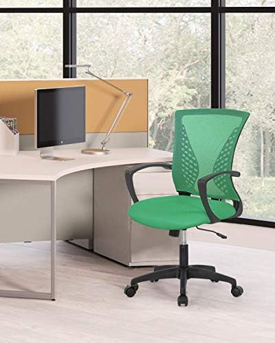 FDW | Mid Back Office Chair | Green | with Lumbar Support, 360 Swivel