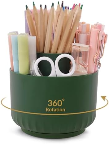 SKYDUE 360 Degree Rotating Desk Organizer, Dual-Purpose Pencil Pen Holder for Desk, Rotating Pencil Cup with Stickers, Office Supplies, Desk Decor for Office, School, Home
