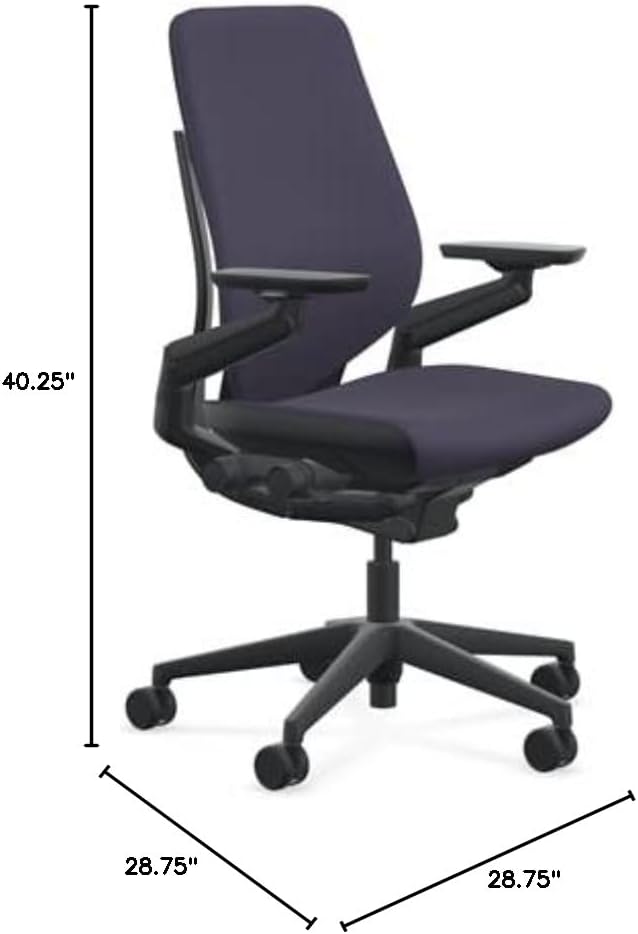 Steelcase Gesture Office Chair - Cogent: Connect Aubergine Fabric, Low Seat Height, Shell Back, Black on Black Frame, Lumbar Support, and Hard Floor Casters