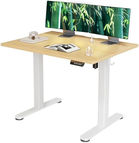 Claiks Electric Height Adjustable Standing Desk, 40x24 Inch, Bamboo