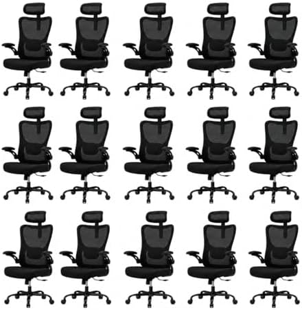 HUANUO Ergonomic Office Chair, High Back Computer Desk Chair with Adjustable Lumbar Support and Headrest, Comfy Gaming Chair with 3D Armrests, Home Office Rolling Chair, Max Load 300 lbs, Pack of 15