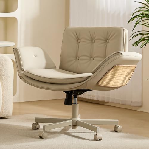amseatec Criss Cross Office Chair, Swivel Makeup Vanity Chair with Wheels