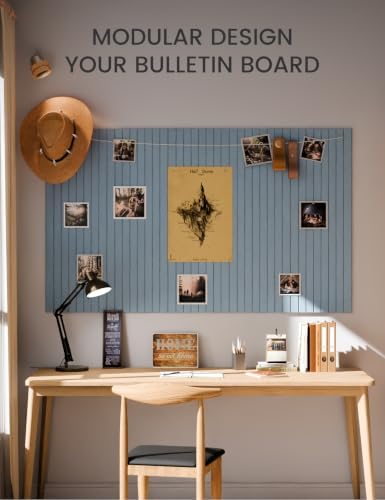 Fluxynara 36" x 24" Large Felt Bulletin Board, Dusty Blue