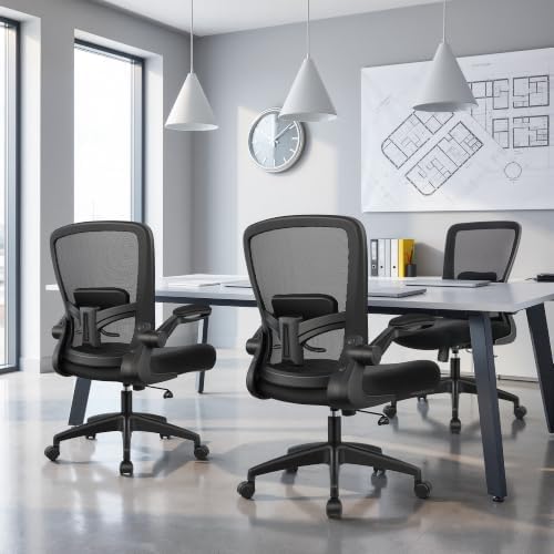 FelixKing Office Chair, Ergonomic Desk Chair Breathable Mesh Chairs Adjustable High Back Lumbar Support Flip-up Armrests, Executive Rolling Swivel Comfy Computer Chairs Home Office Black