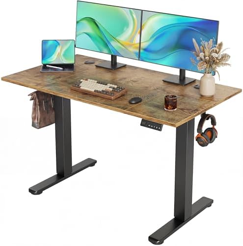 Claiks Electric Height Adjustable Standing Desk, 48x24 Inch, Vintage Brown