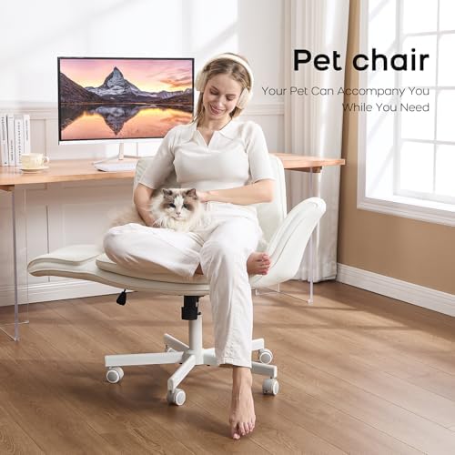 amseatec Criss Cross Office Chair, Swivel Makeup Vanity Chair with Wheels