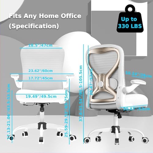 Ergonomic Home Office Chair, 4-Way Lumbar, Thick Cushion, 330LBS