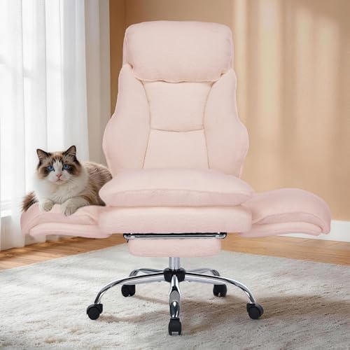 Criss Cross Office Chair with Wheels,Flip-Up Arms and Footrest, Pink