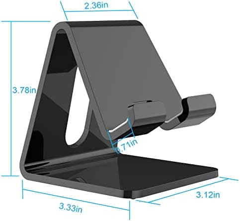 Crpich Acrylic Phone Stand, Ergonomic Design for Apple iPhone and Samsung Galaxy, Compatible with 4-8 Inch Screens, Black