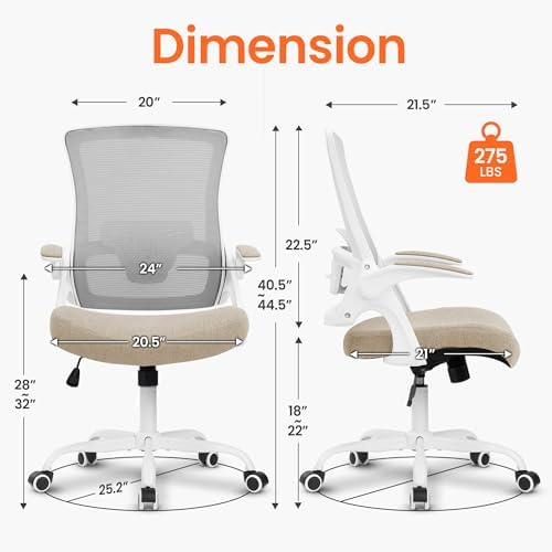 NEO CHAIR Office Desk Mesh Chair with Adjustable Ergonomic Lumbar, Beige