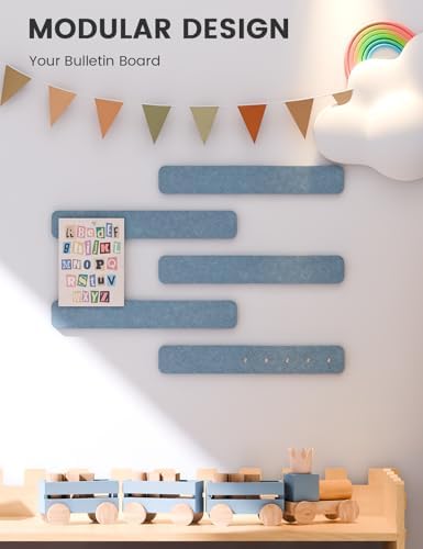 Fluxynara 13" x 2" Felt Wall Panels, Dusty Blue