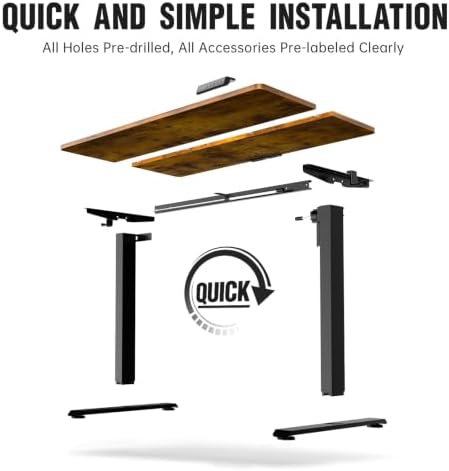 Veken 47.2 Inch Large Electric Standing Desk, Gaming Table, Brown