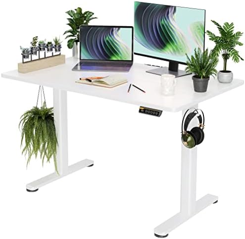 Claiks Electric Height Adjustable Standing Desk, 48x24 Inch, White