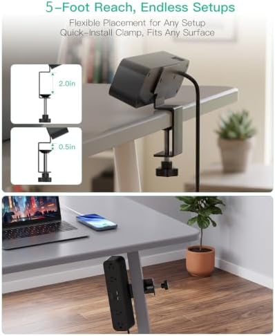 Mifaso PD20W USB C Desk Clamp Power Strip, 1080J Surge Protector