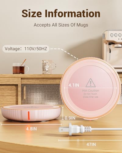 HouseGem Large Candle Warmer Plate - Coffee Cup Mug Warmer for Desk, Candle Melter, Electric Mug Heater for Beverages, Milk & Tea, Coffee Accessories Ideal Gifts Keep Cup Warm (Pink)