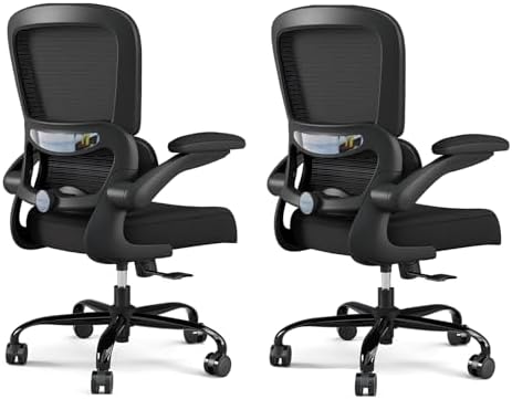 TRALT Office Chair - Ergonomic Desk Chair with Adjustable Lumbar Support, Mesh Computer Chair, Executive Chairs for Home Office Comfortable Lumbar Support Black Pack of 2