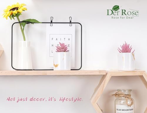 Der Rose 2 Pack Fake Plants Pink Room Decor for Office Desk Accessories