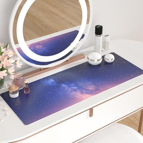 QiyI PU Leather Large Mouse Pad, Office Decor, 31.5" x 11.8", Starry Sky