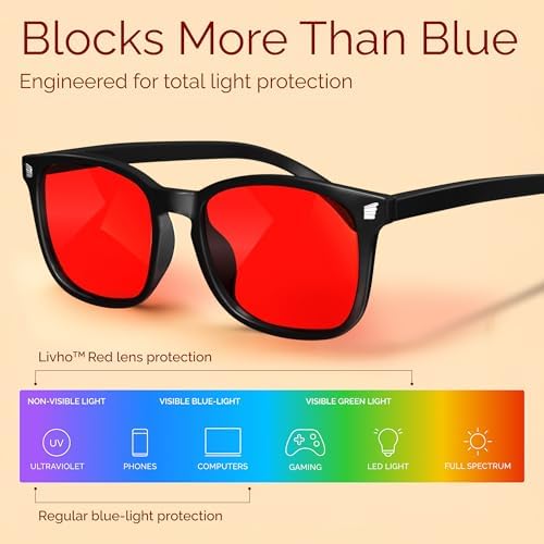 livho High Tech Blue Light Blocking Gaming Glasses - Red Lenses