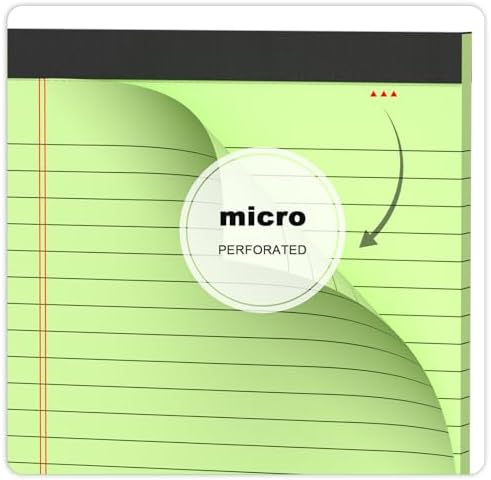AILZFEI 6pcs Small Note Pad 5x8 College Ruled Green Legal Pads Paper Notepads 6 Pack Study Back Writing Pads 5 x 8 Legal Pads Perforated Narrow Ruled Pads of Paper Green