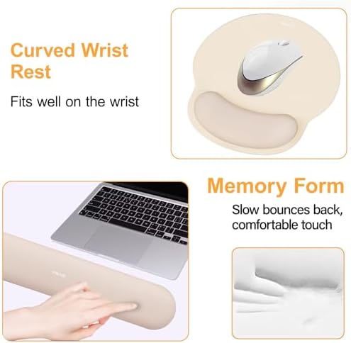 MOSISO Wrist Rest Support for Mouse Pad&Keyboard Set, Apricot