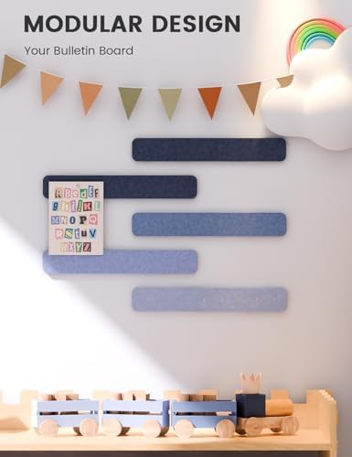 Fluxynara 13" x 2" Felt Wall Panels, Denim Mist