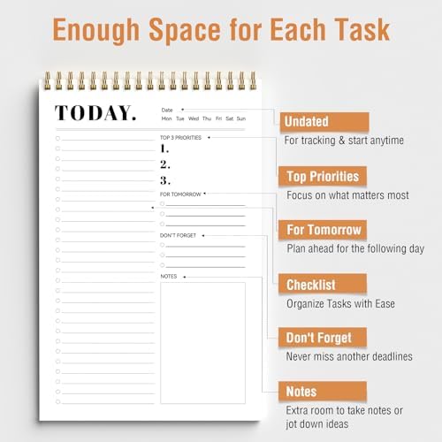 Forvencer To Do List Notepad with 52 Sheets (6.5 x9.8),To Do List Notebook