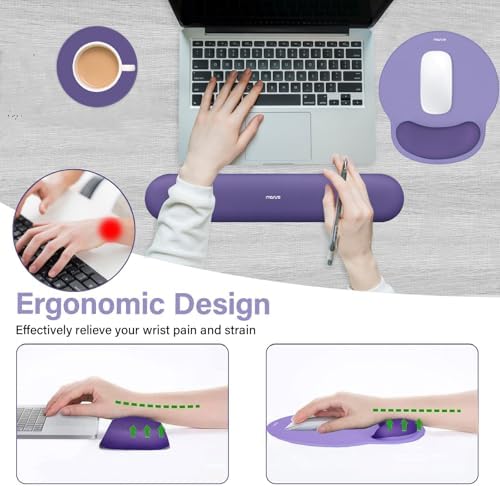 MOSISO Wrist Rest Support for Mouse Pad&Keyboard Set, Imperial Purple